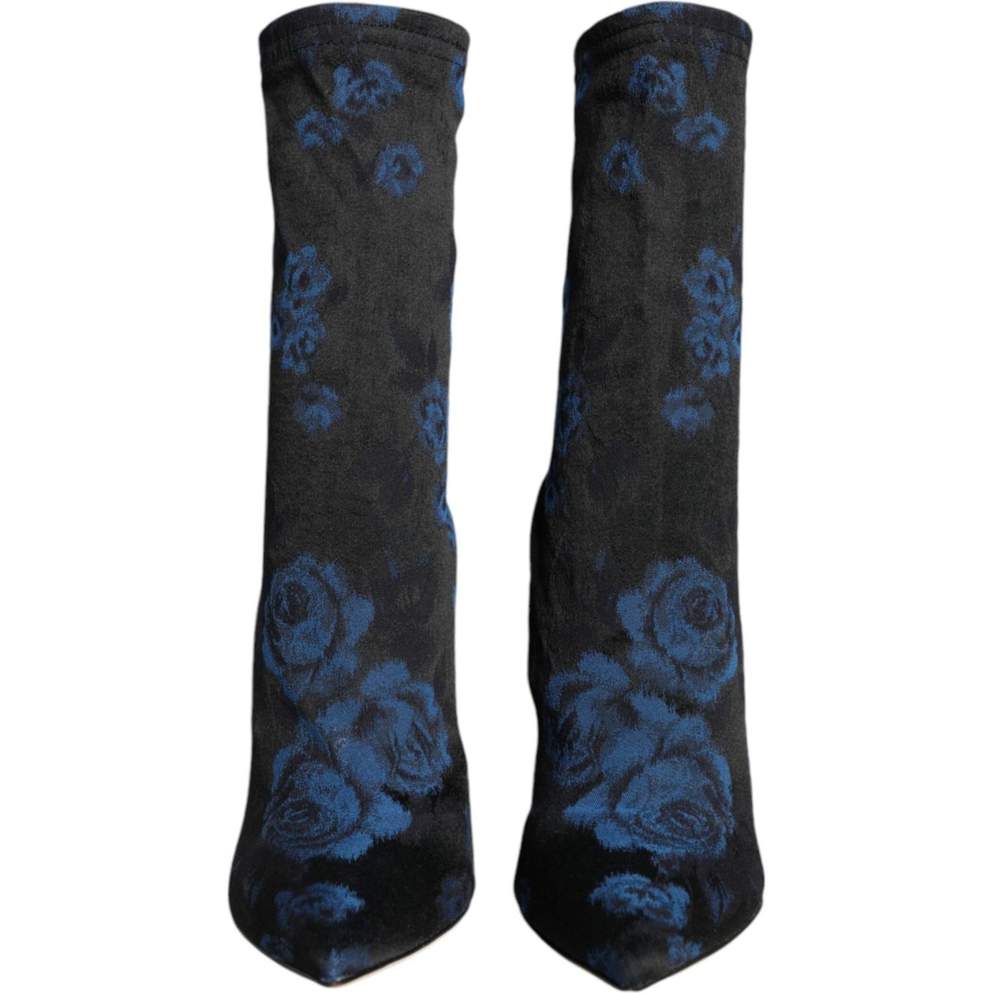 Dolce & Gabbana Black Floral Stretch Mid Calf Boots Shoes Dolce & Gabbana