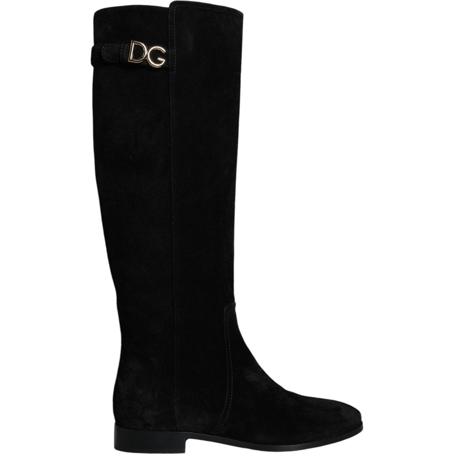 Dolce & Gabbana Black Suede Leather Knee High Boots Shoes Dolce & Gabbana