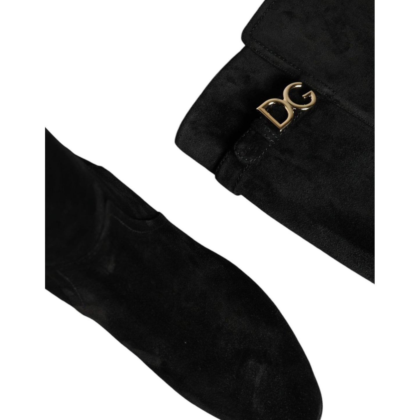 Dolce & Gabbana Black Suede Leather Knee High Boots Shoes Dolce & Gabbana