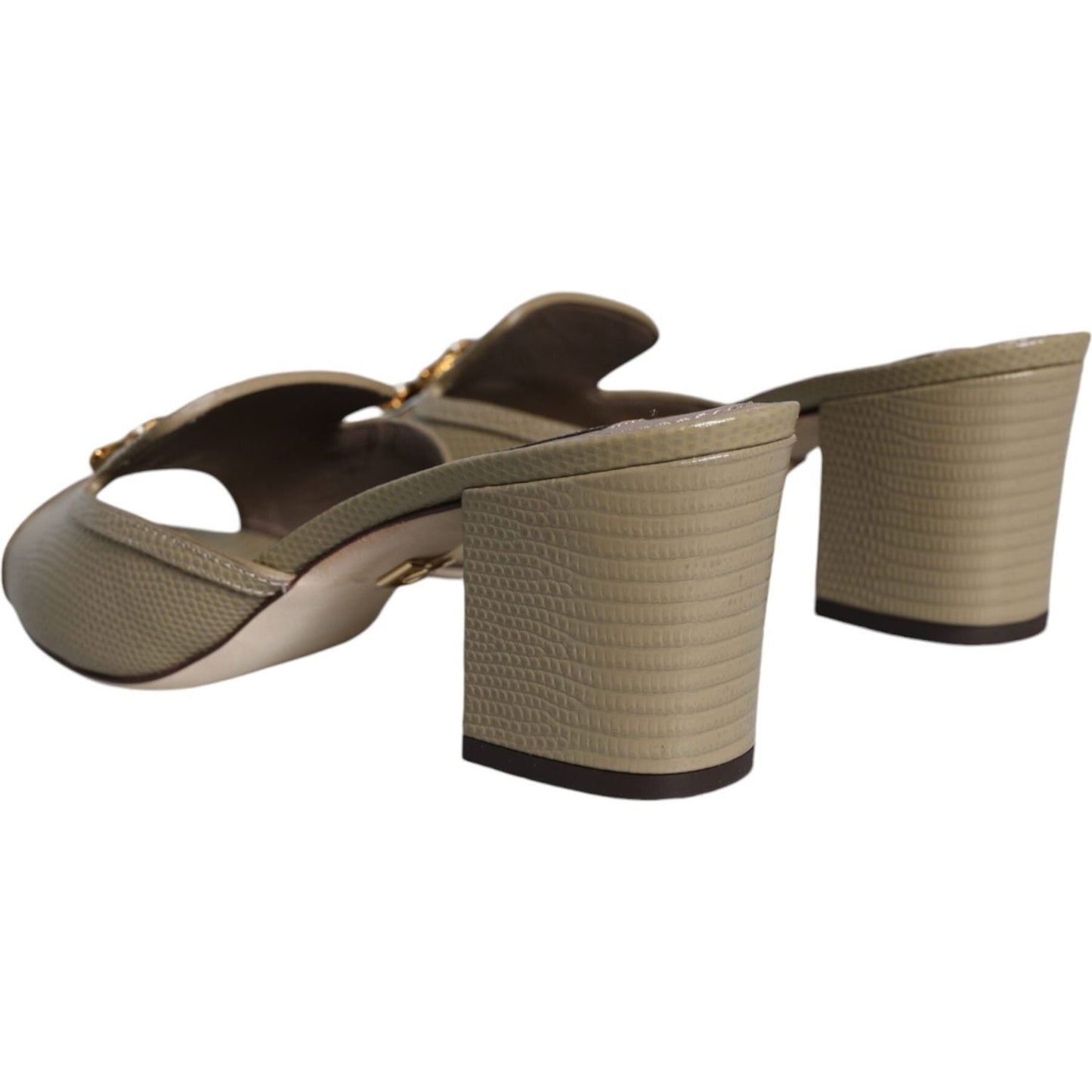 Dolce & Gabbana Beige DG Amore Slip On Heels Sandals Shoes Dolce & Gabbana