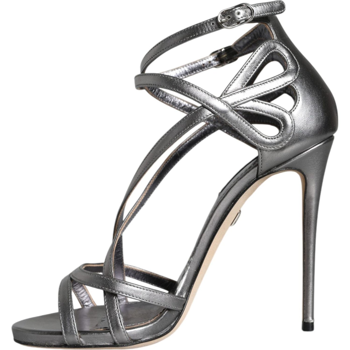 Dolce & Gabbana Silver Keira Leather Heels Sandals Shoes Dolce & Gabbana