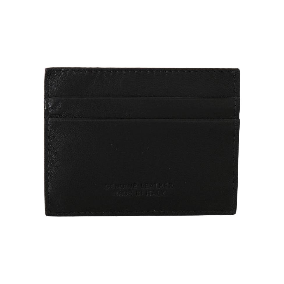 Billionaire Italian Couture Black Leather Cardholder Wallet