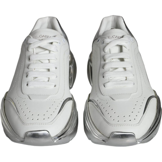 Dolce & Gabbana White Silver Daymaster Leather Sneakers Shoes Dolce & Gabbana