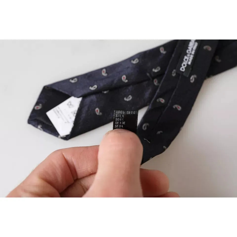 Dolce & Gabbana Dark Blue Fantasy 100% Silk Adjustable Men Tie Dolce & Gabbana