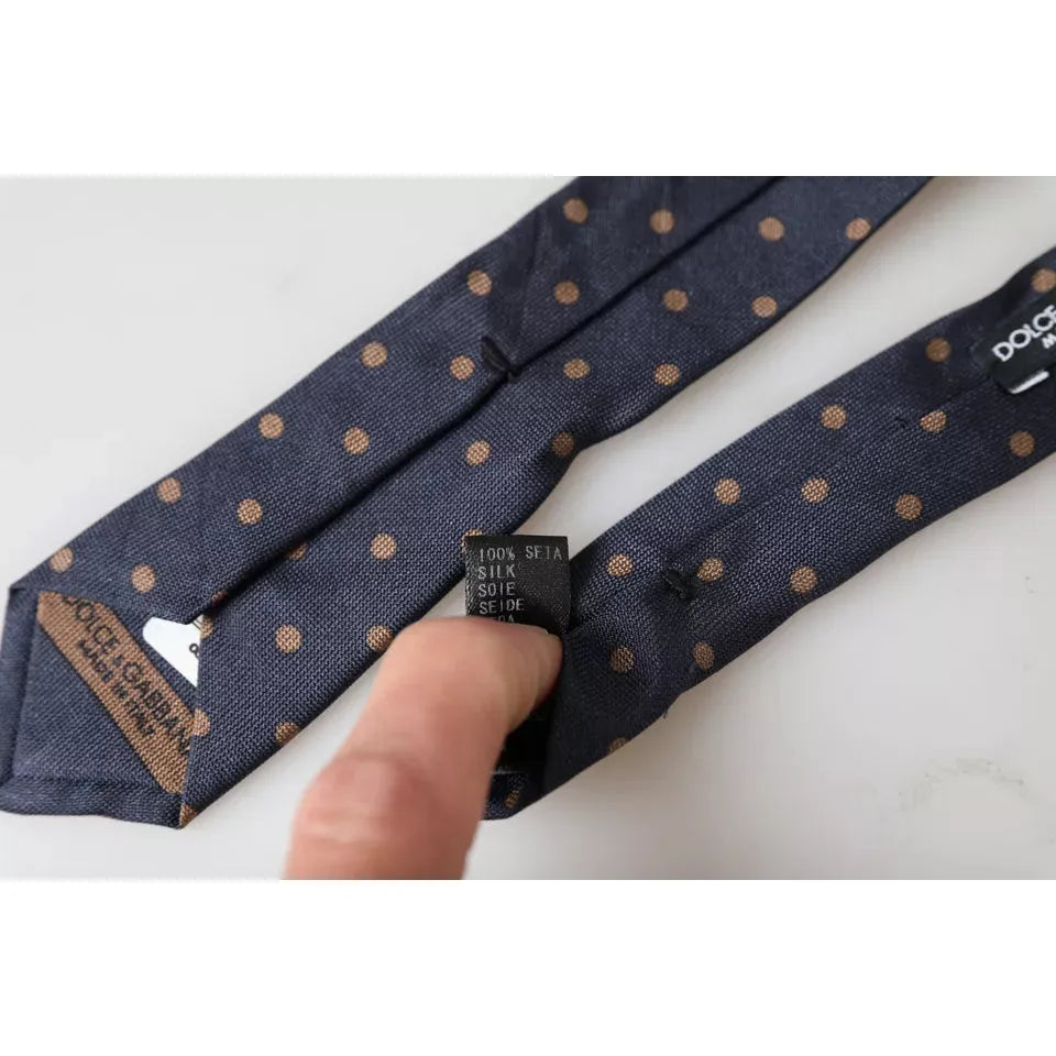 Dolce & Gabbana Black Dotted Fantasy Silk Adjustable Men Tie Dolce & Gabbana