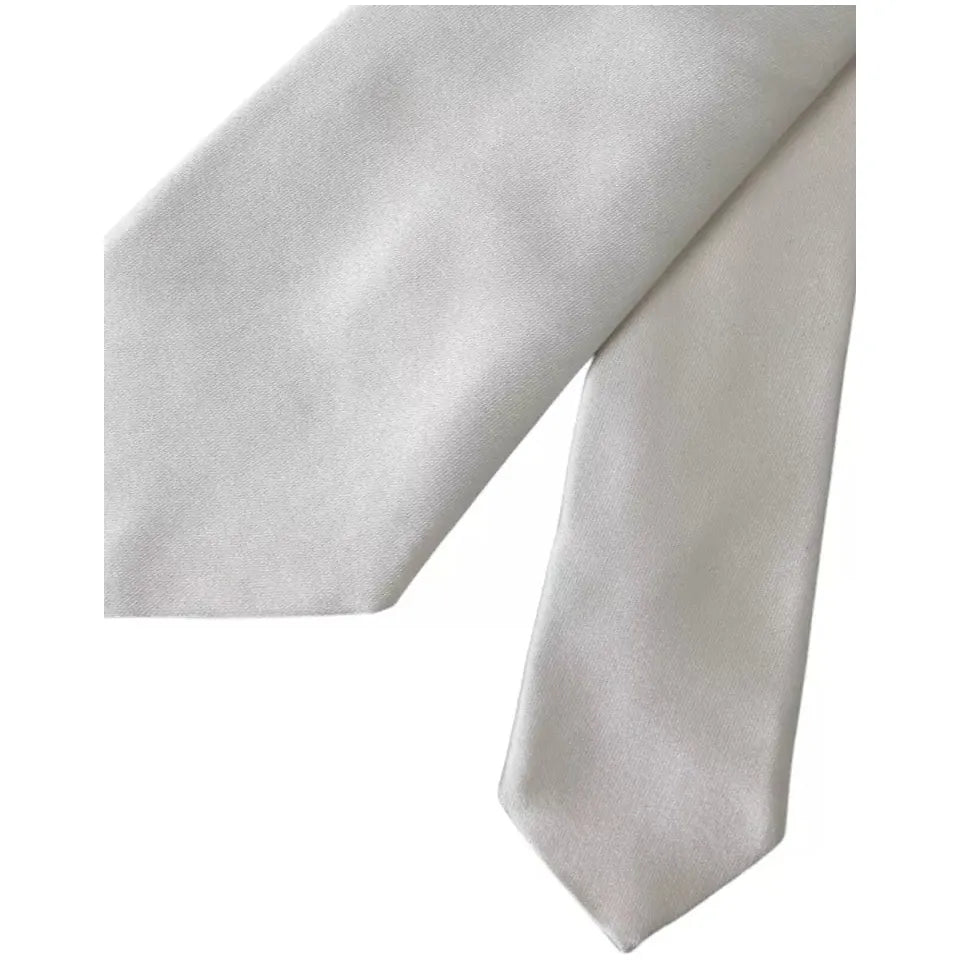 Dolce & Gabbana White Satin Silk Adjustable Men Tie Dolce & Gabbana