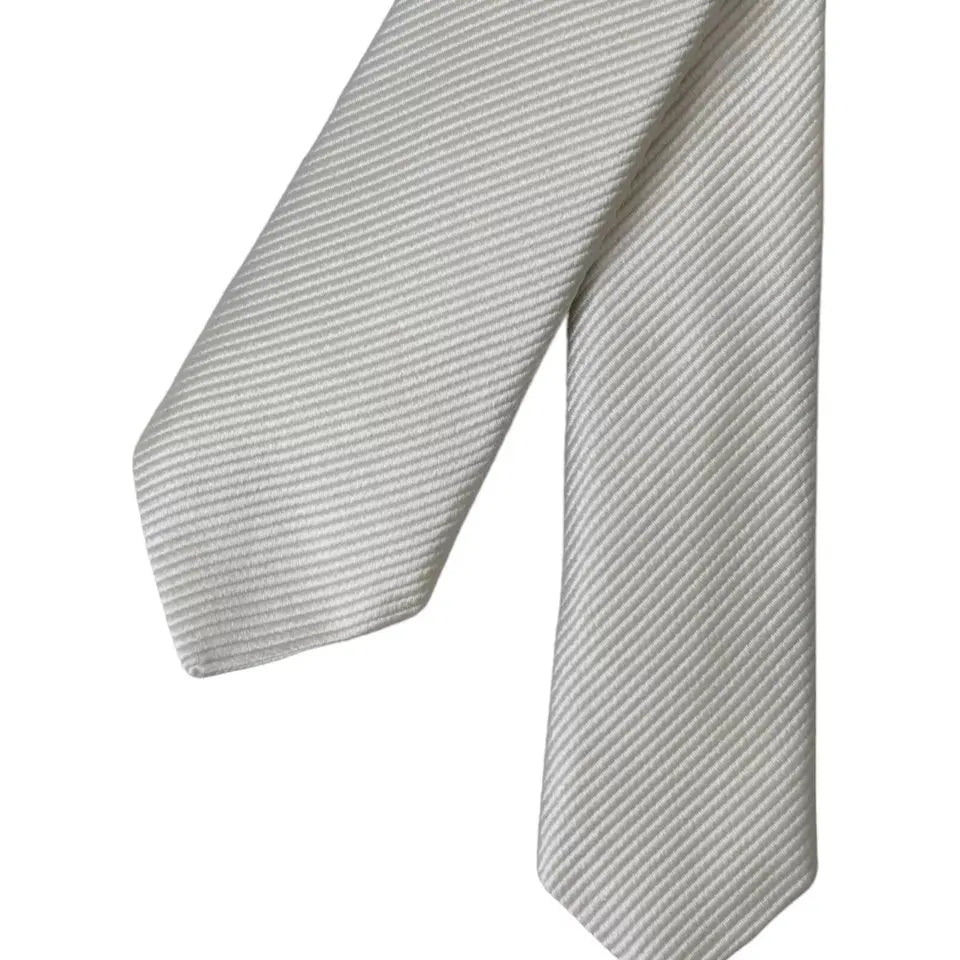 Dolce & Gabbana White Solid 100% Silk Adjustable Tie Dolce & Gabbana