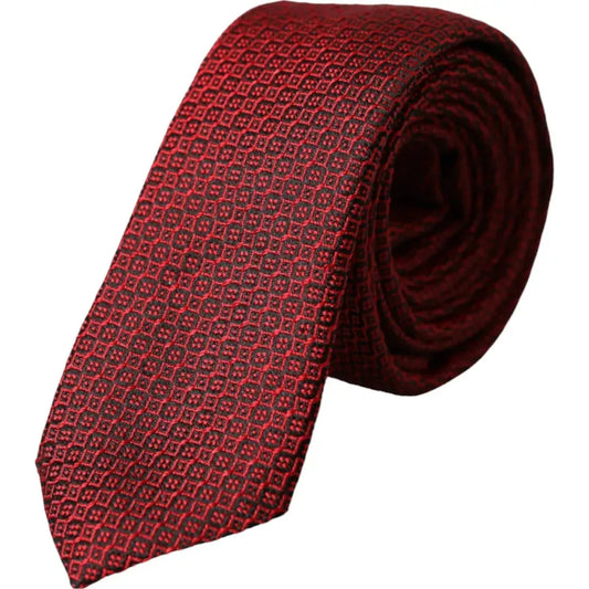 Dolce & Gabbana Red Patterned 100% Silk Adjustable Men Tie Dolce & Gabbana