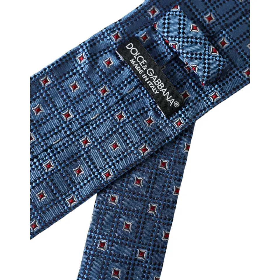 Dolce & Gabbana Blue Patterned 100% Silk Adjustable Men Tie Dolce & Gabbana