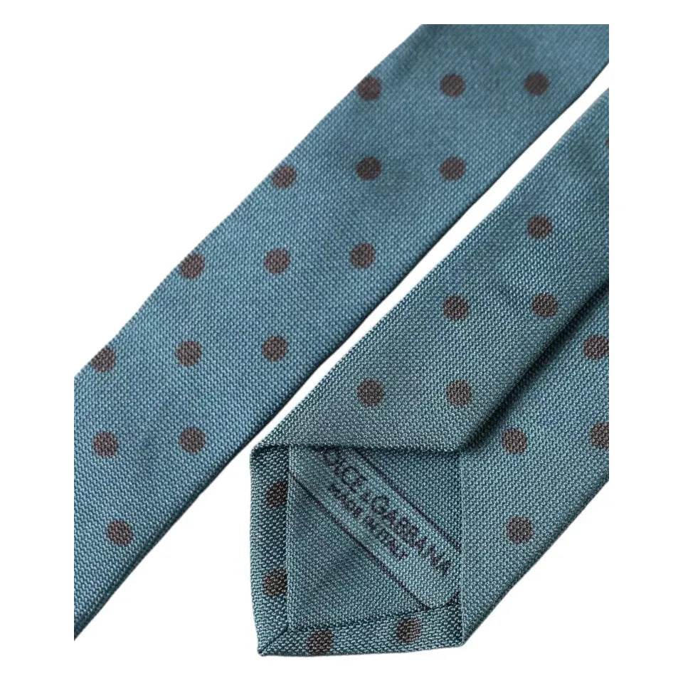 Dolce & Gabbana Green Black Polka Dot Silk Adjustable Men Tie Dolce & Gabbana