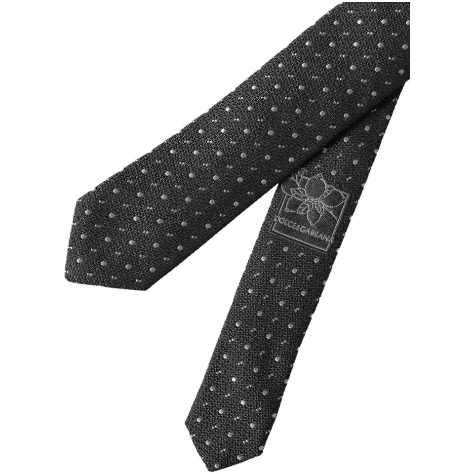 Dolce & Gabbana Black Polka Dot Silk Adjustable Men Tie Dolce & Gabbana