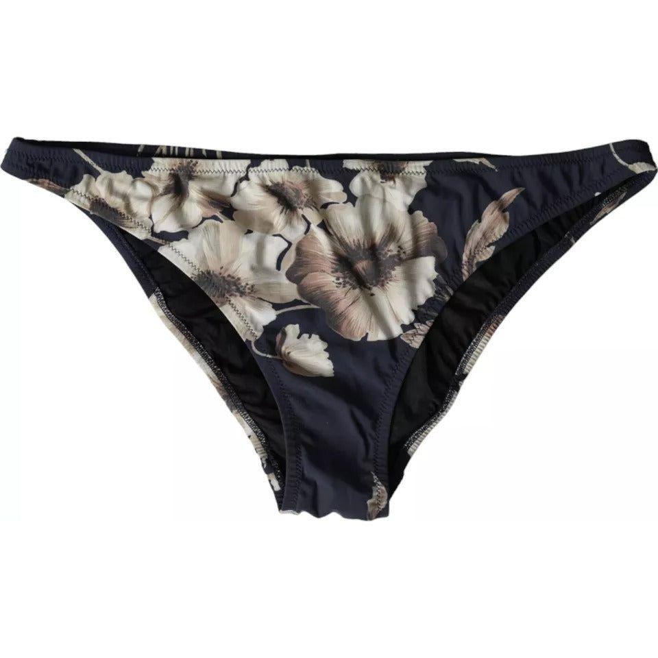 Dolce & Gabbana Black Floral Print Swimwear Beachwear Bottom Bikini Dolce & Gabbana