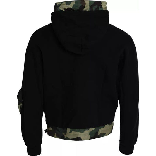 Dolce & Gabbana Black Camouflage Hooded Sweatshirt Sweater Dolce & Gabbana