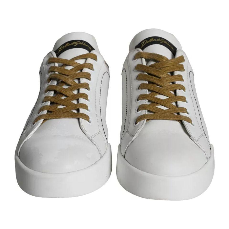 Dolce & Gabbana White Leather Portofino Low Top Sneakers Shoes Dolce & Gabbana