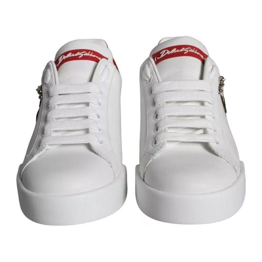 Dolce & Gabbana White Patch Calfskin Nappa Portofino Sneakers Shoes Dolce & Gabbana