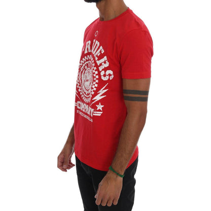 Frankie Morello Red Cotton RIDERS Crewneck T-Shirt Frankie Morello