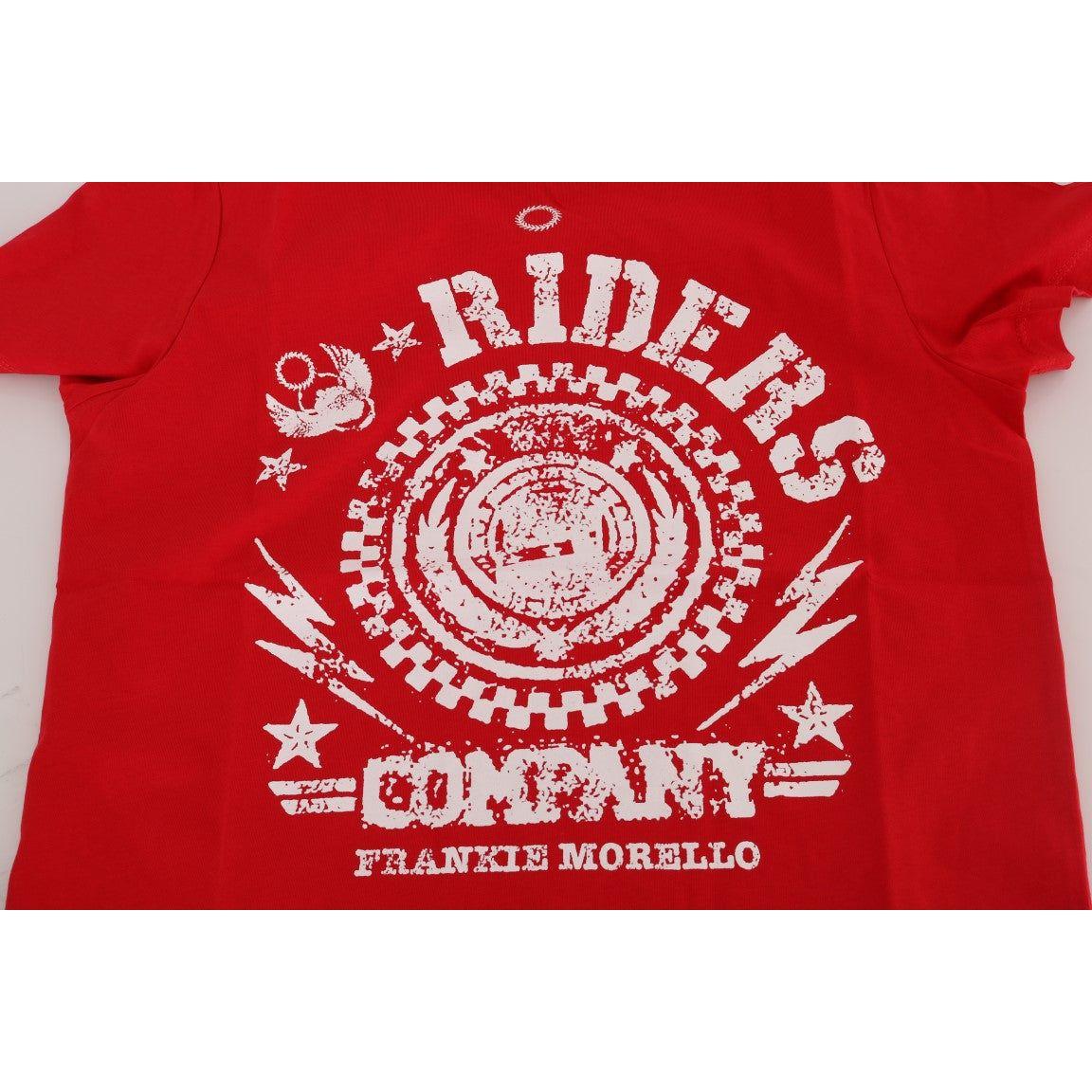 Frankie Morello Red Cotton RIDERS Crewneck T-Shirt