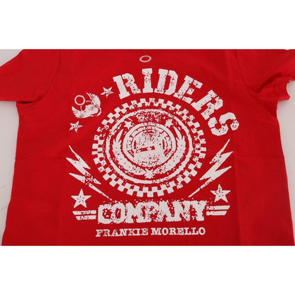 Frankie Morello Red Cotton RIDERS Crewneck T-Shirt Frankie Morello