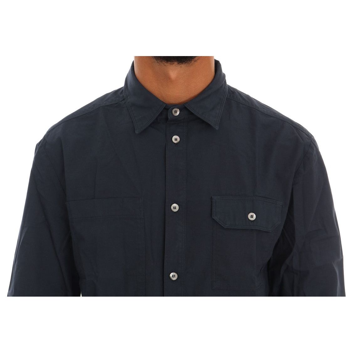 John Galliano Elegant Blue Cotton Casual Shirt John Galliano