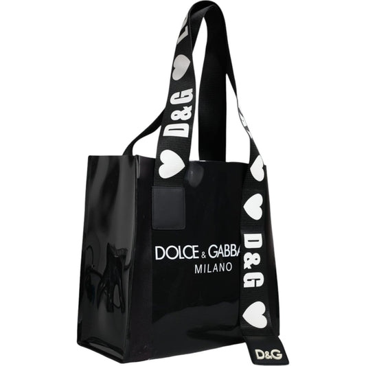 Dolce & Gabbana Black Street Logo Print PVC Shopping Tote Bag Dolce & Gabbana