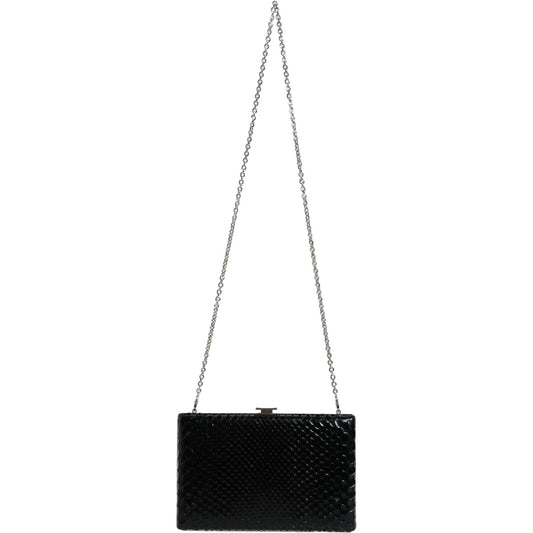 Dolce & Gabbana Black Leather Silver Frame Clutch Mini Crossbody Bag Dolce & Gabbana