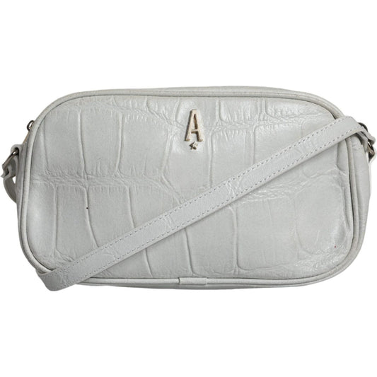 Aniye By White Croc Print Leather Crossbody Sling Bag Aniye By