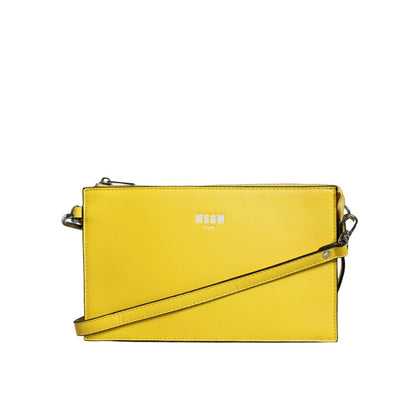 MSGM Yellow Leather Logo Crossbody Sling Shoulder Bag
