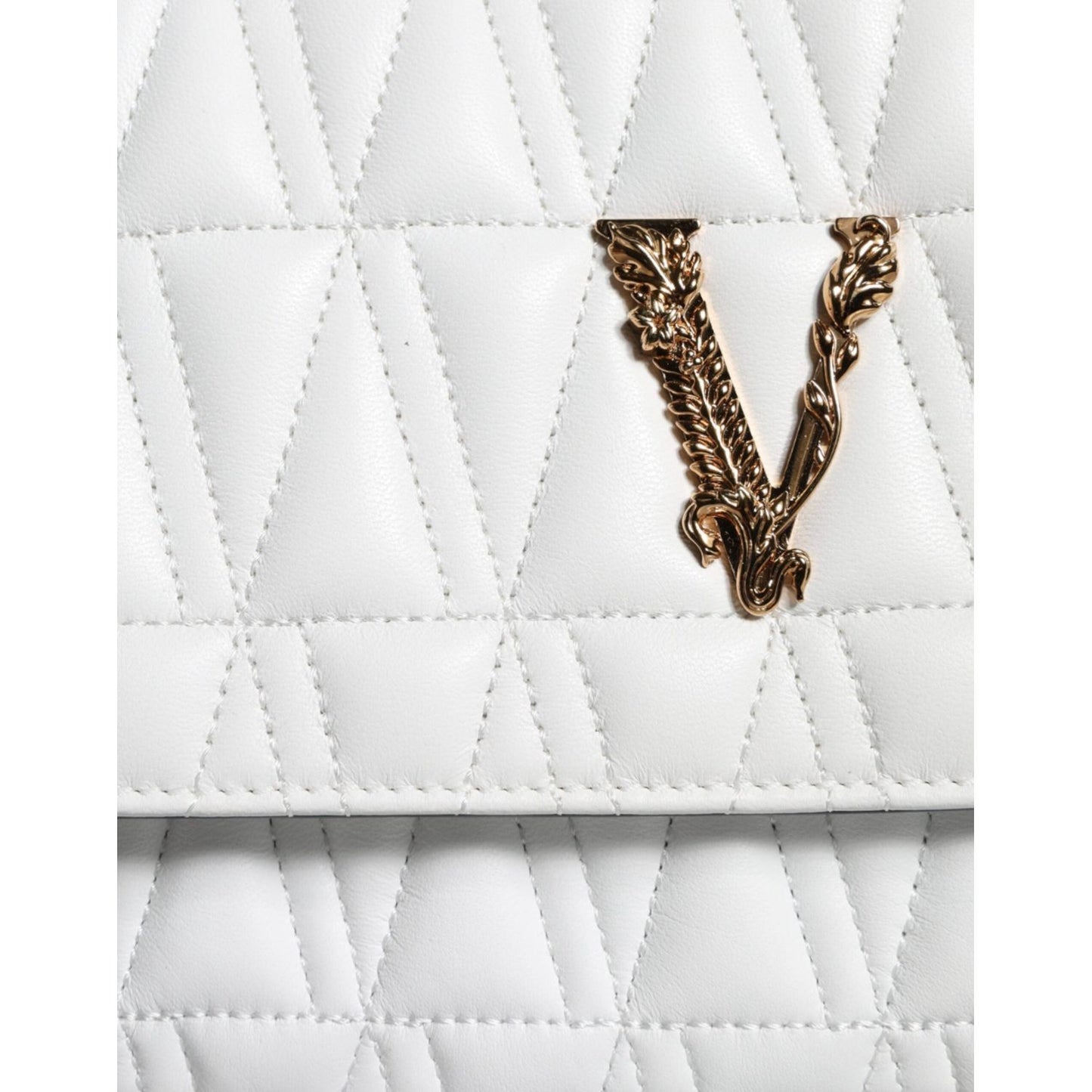 Versace White Mini Nappa Leather Crossbody Shoulder Bag