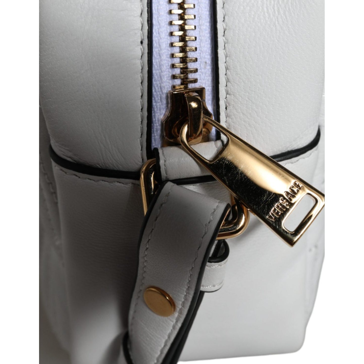 Versace White Quilted Nappa Leather Crossbody Shoulder Bag Versace