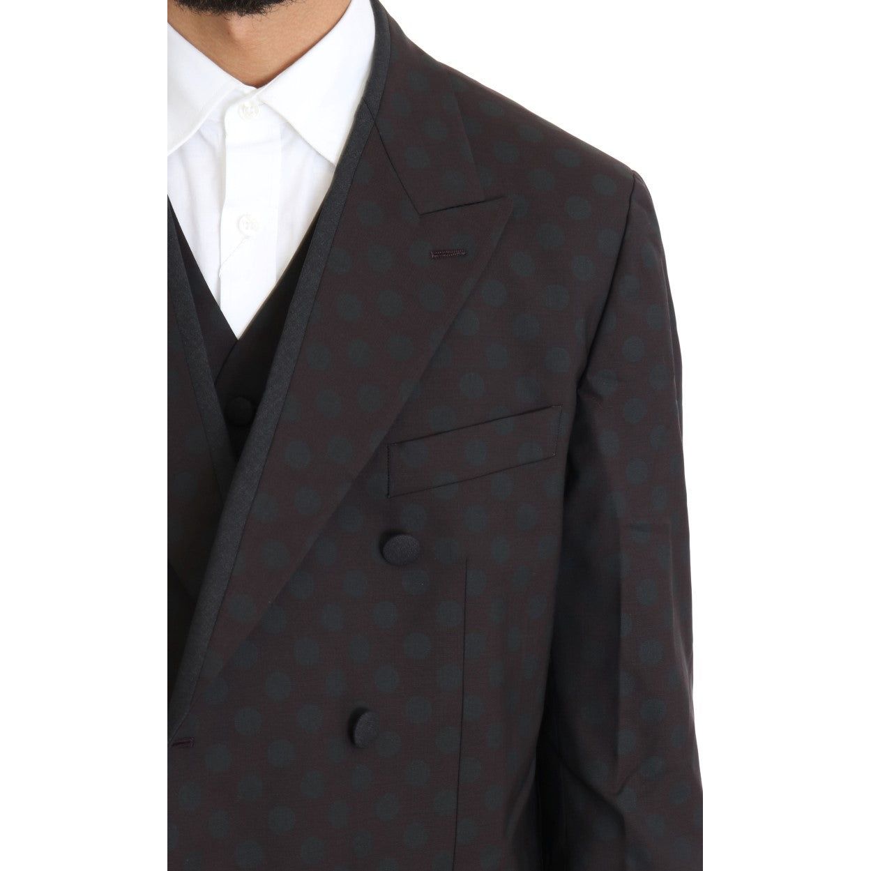 Dolce & Gabbana Elegant Bordeaux Polka Dot Wool Suit Suit Dolce & Gabbana