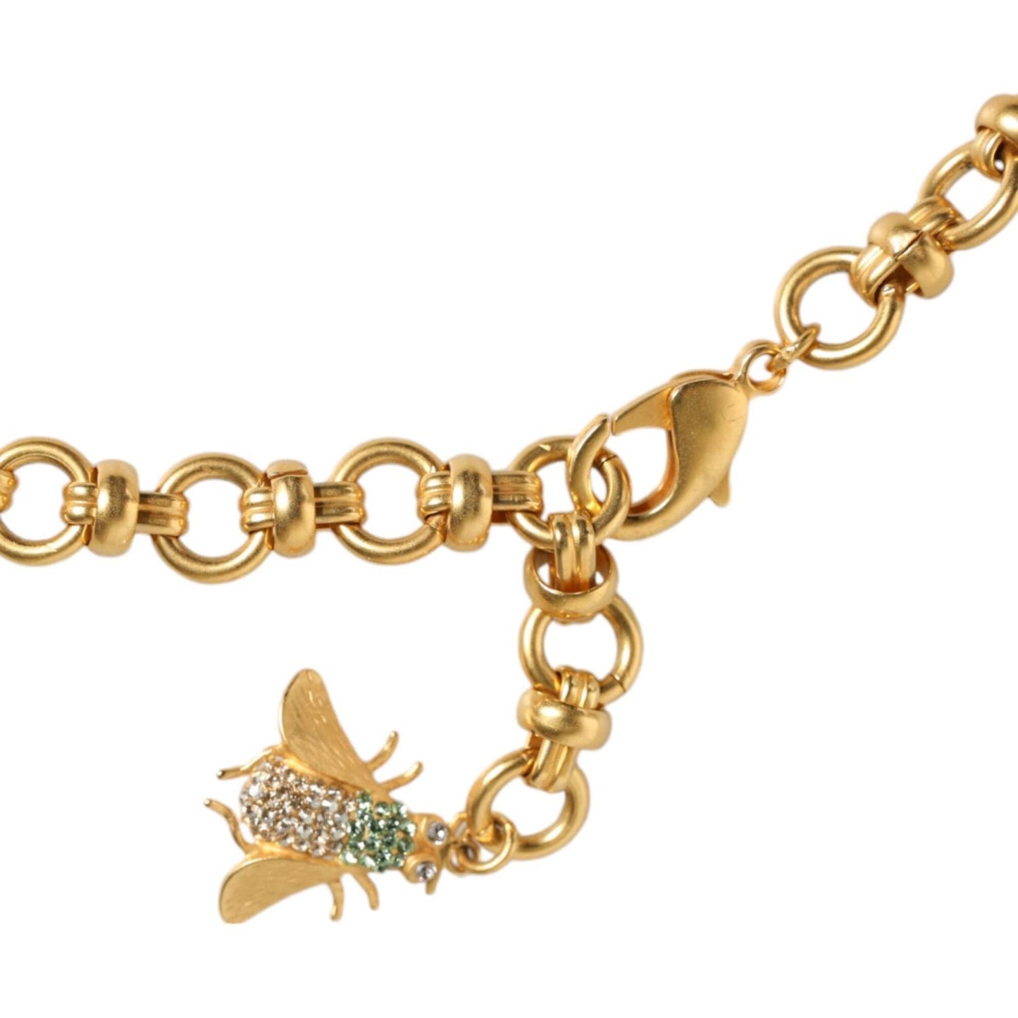 Dolce & Gabbana Gold Brass Crystal Bug Charm Pendant Statement Necklace Necklace Dolce & Gabbana