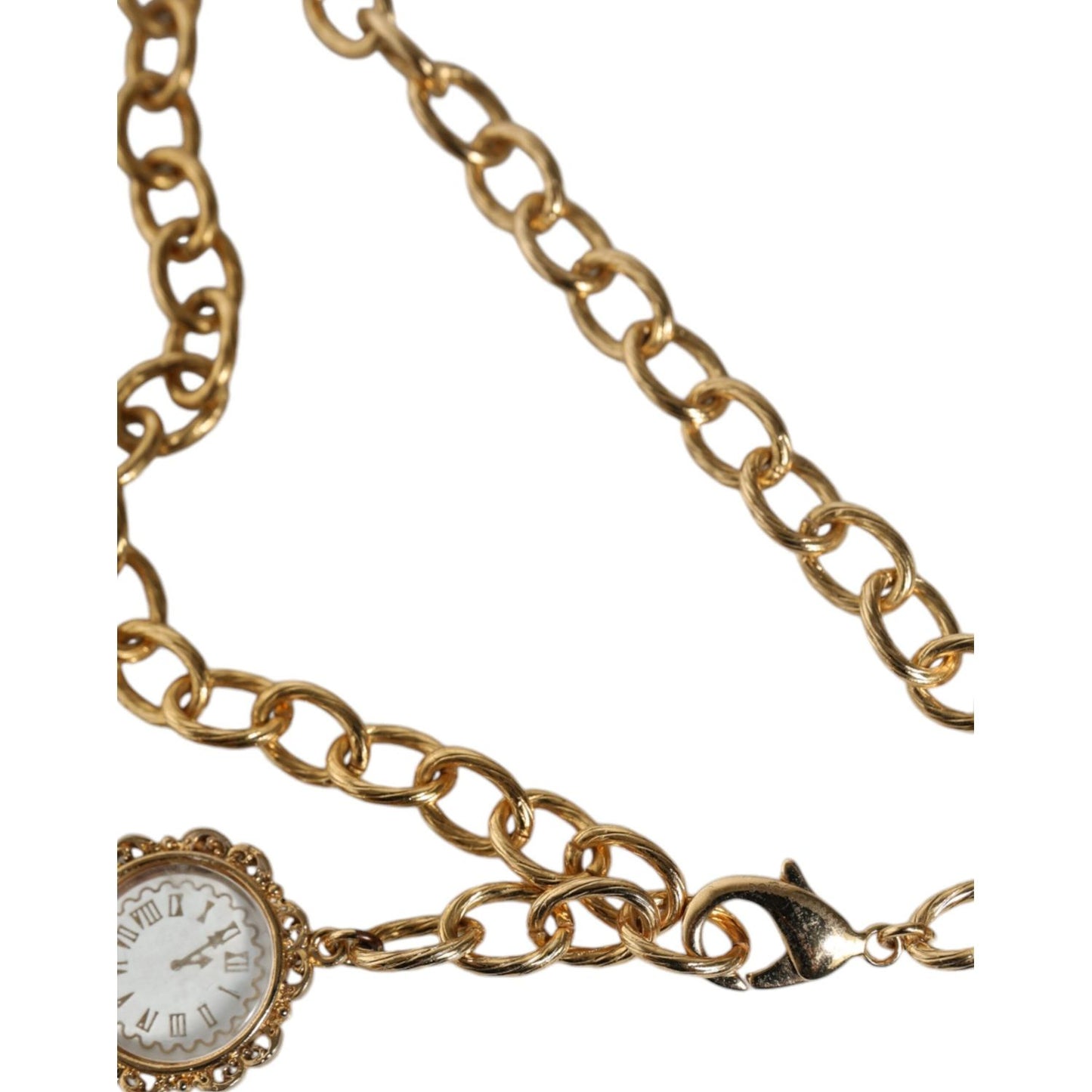 Dolce & Gabbana Gold Chain Brass Crystal Clock Statement Necklace Dolce & Gabbana