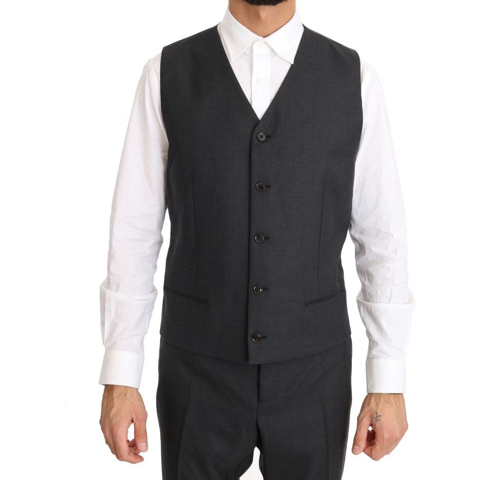 Dolce & Gabbana Elegant Gray Double Breasted Wool Silk Suit Dolce & Gabbana