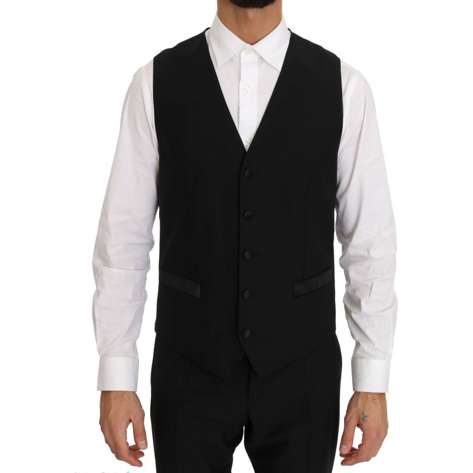 Dolce & Gabbana Elegant Black Three-Piece Suit with Saxophone Embroidery Suit Dolce & Gabbana