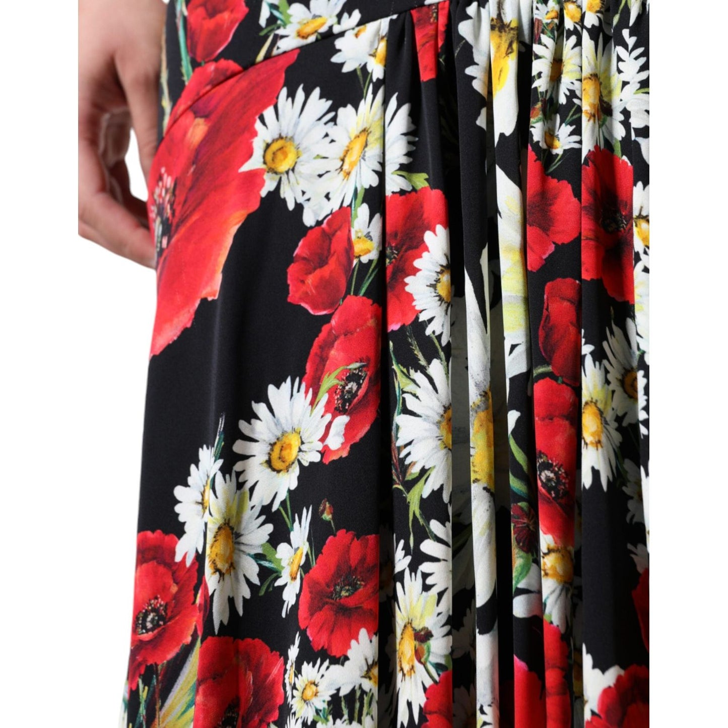 Dolce & Gabbana Black Floral Silk Sleeveless Long Gown Dress Dolce & Gabbana