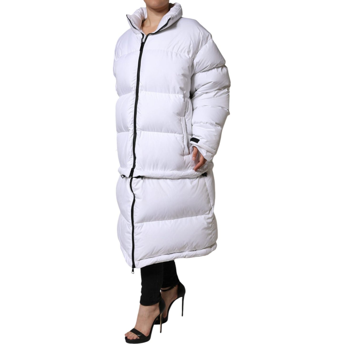 Dolce & Gabbana White Puffer Quilted Full Zip Coat Jacket Dolce & Gabbana