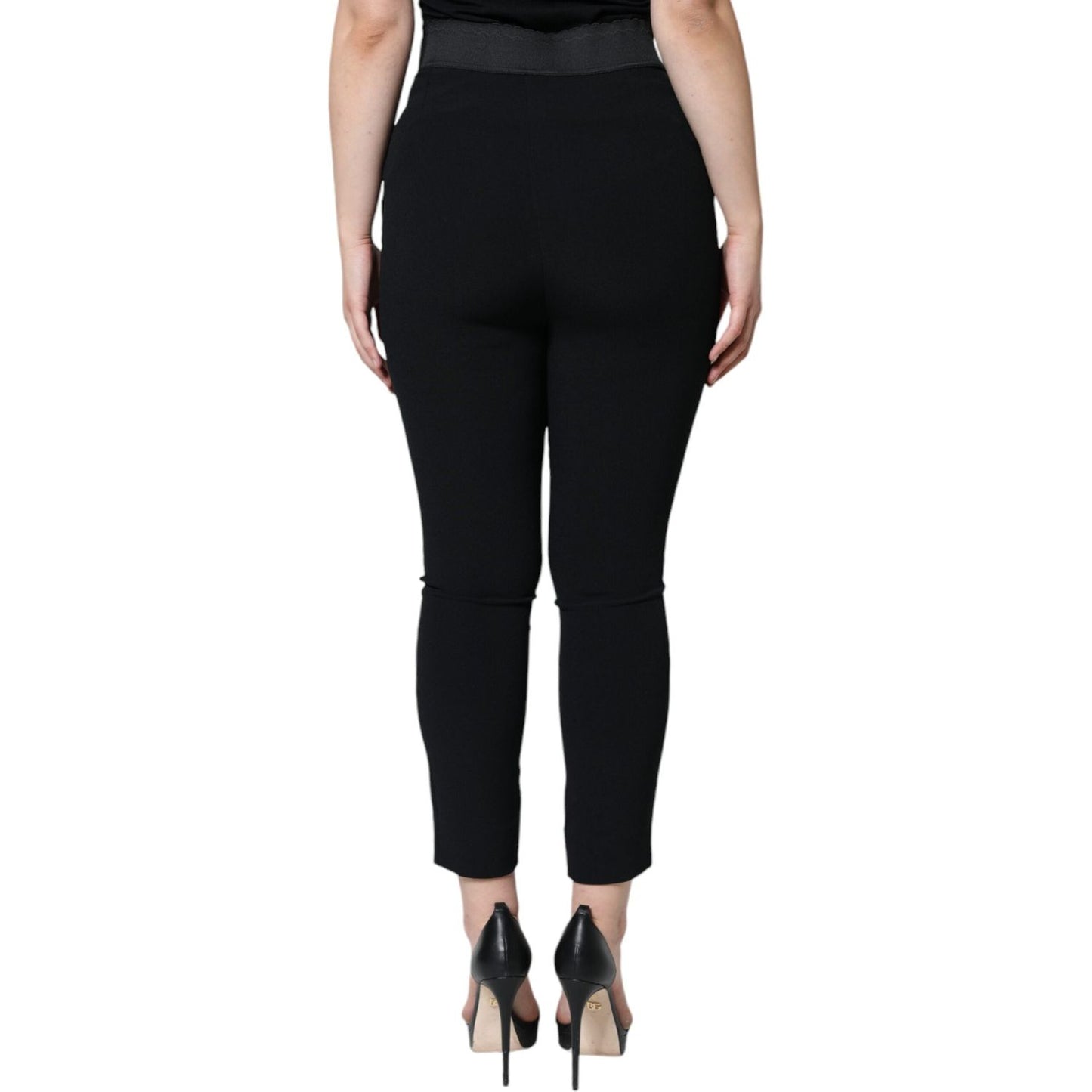 Dolce & Gabbana Black Viscose High Waist Tapered Pants Dolce & Gabbana