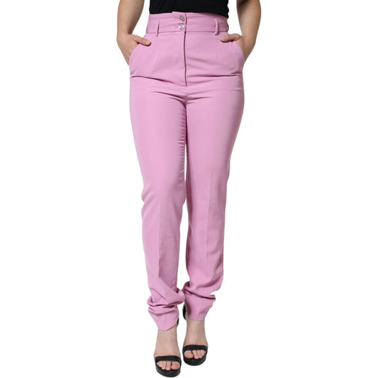 Dolce & Gabbana Pink Polyester High Waist Women Tapered Pants Dolce & Gabbana