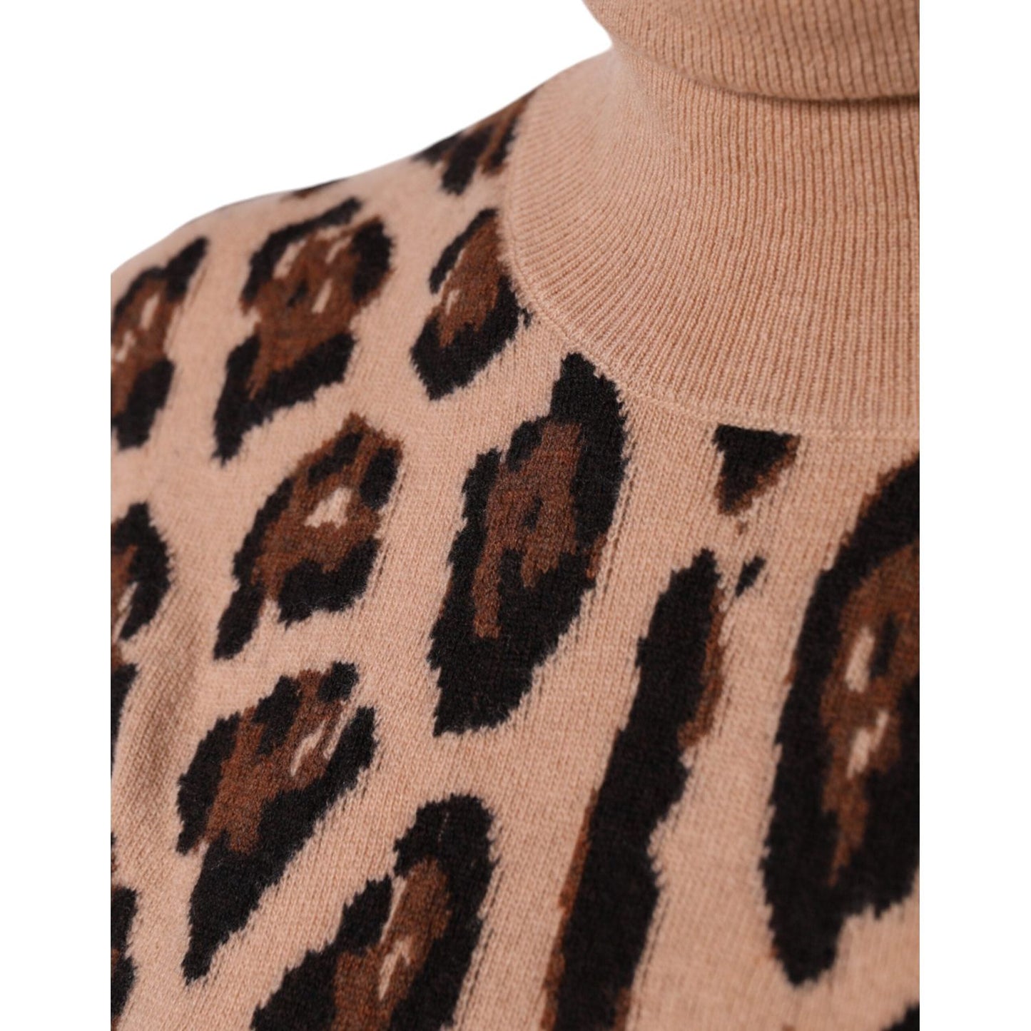 Dolce & Gabbana Beige Leopard Print Wool Turtleneck Top Dolce & Gabbana