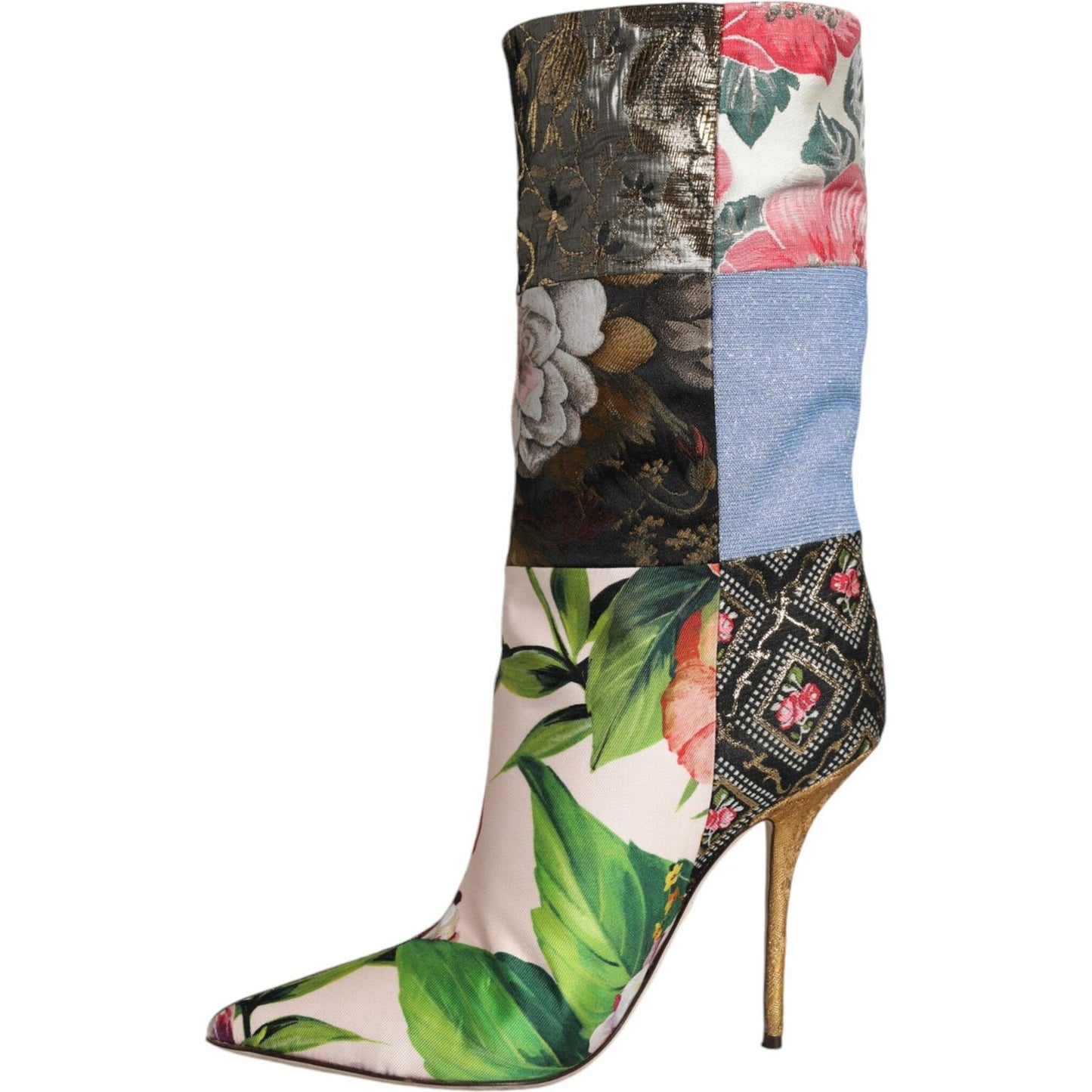 Dolce & Gabbana Multicolor Patchwork Print Heeled Boots Shoes Dolce & Gabbana