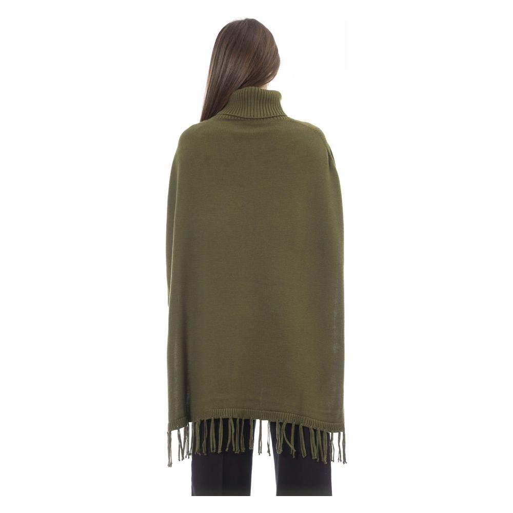 Alpha Studio Green Wool Poncho Alpha Studio