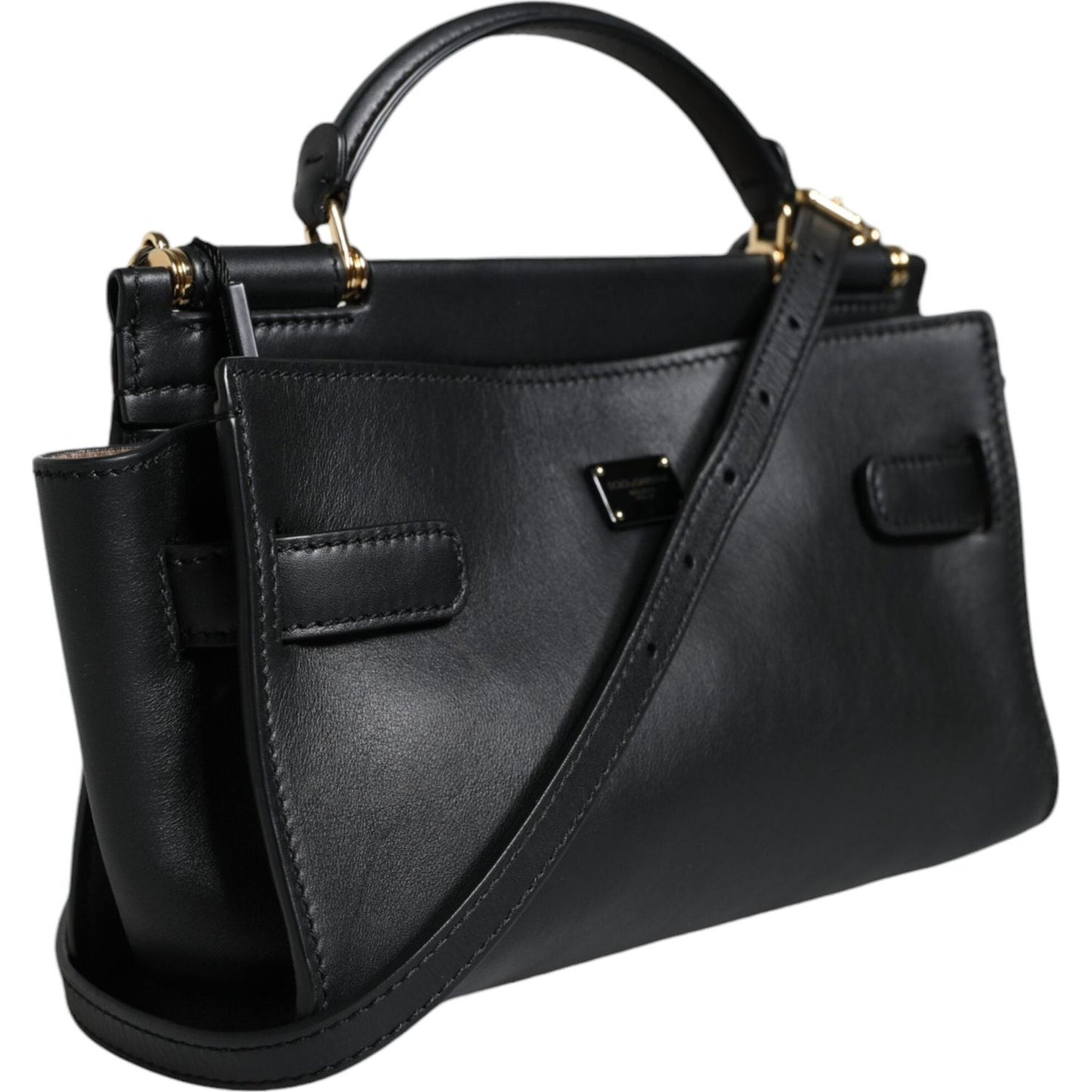 Dolce & Gabbana Black Leather SICILY Top Handle Crossbody Bag Dolce & Gabbana