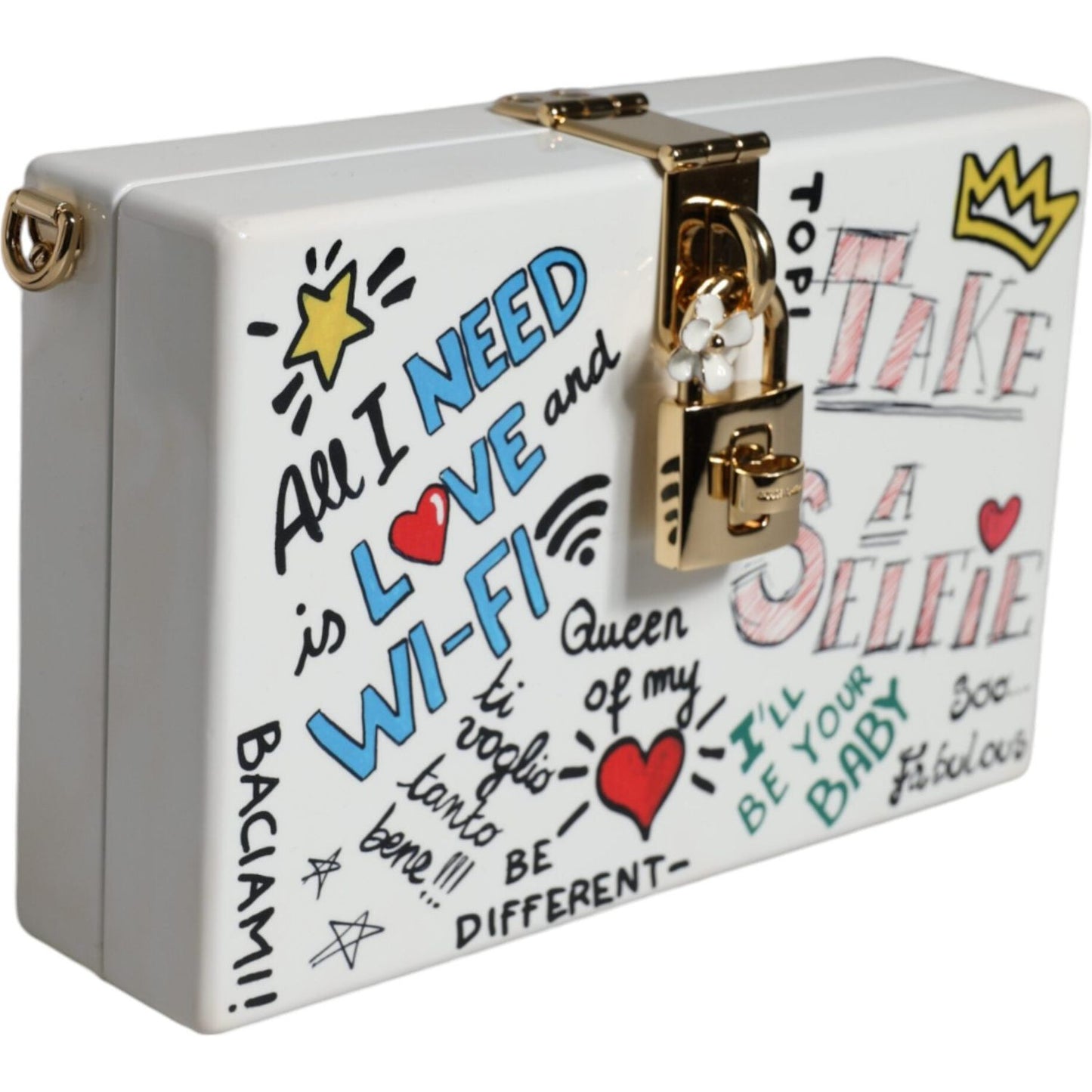 Dolce & Gabbana White Graffiti Print Clutch Crossbody Bag Dolce & Gabbana