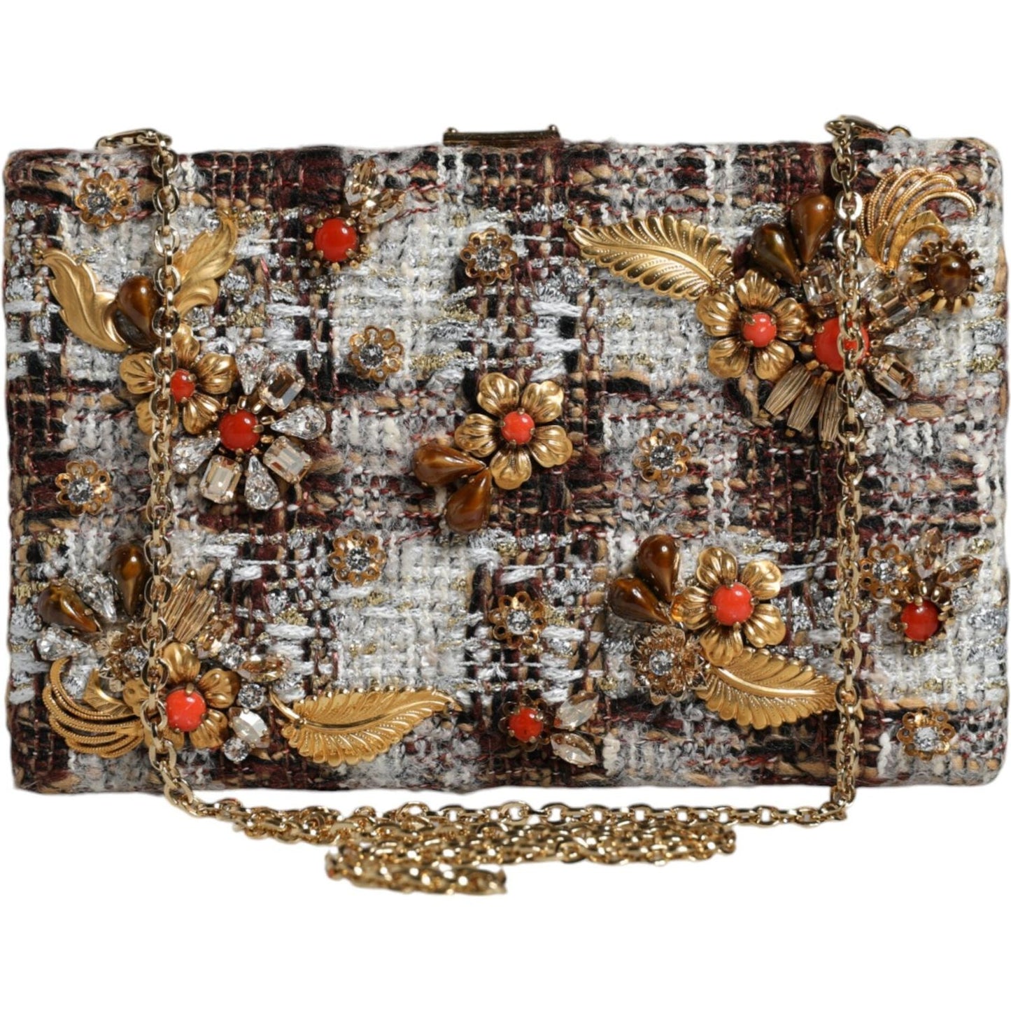 Dolce & Gabbana Multicolor Tweed Floral Clutch Crossbody Bag Dolce & Gabbana