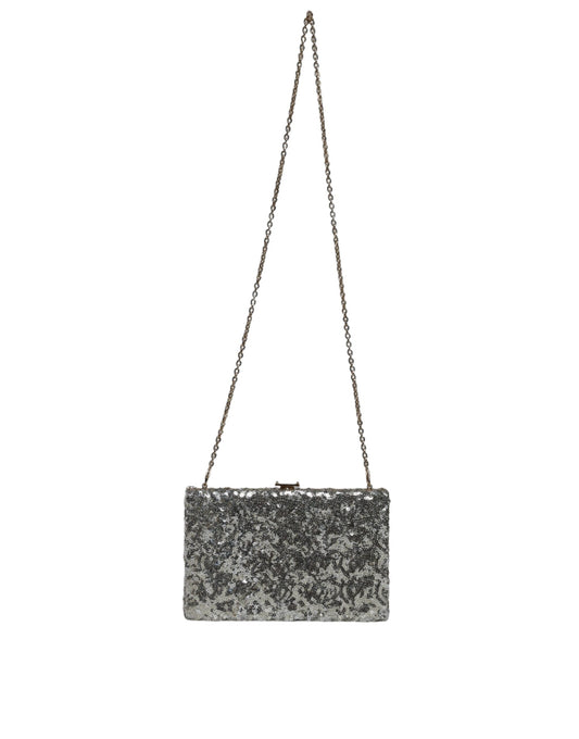 Dolce & Gabbana Silver Sequined Clutch Evening Crossbody Bag Dolce & Gabbana