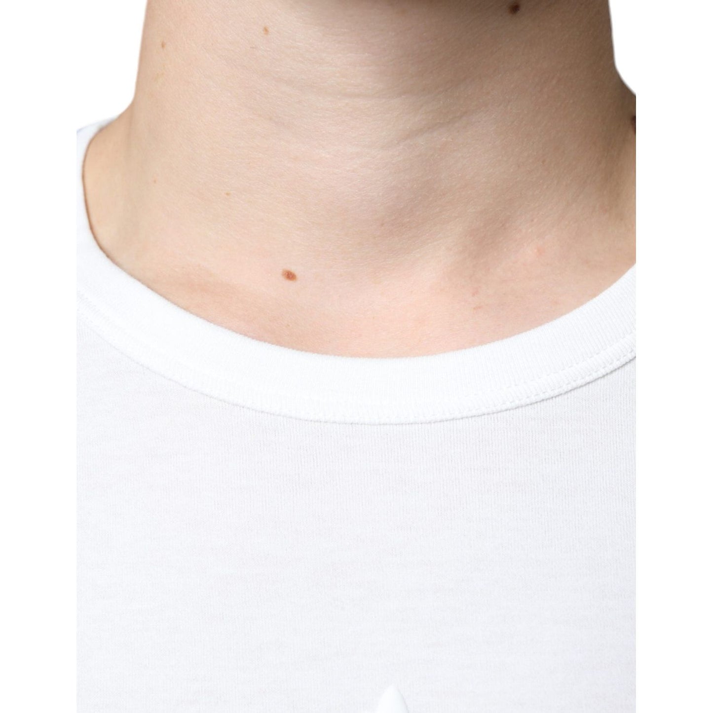 Dolce & Gabbana White Logo Embossed Cotton Crewneck T-shirt Dolce & Gabbana