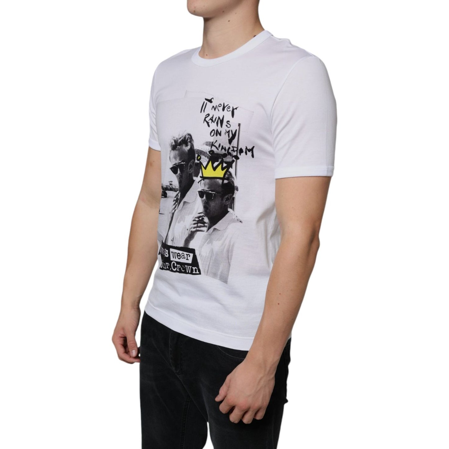 Dolce & Gabbana White Graphic Cotton Short Sleeve T-shirt Dolce & Gabbana