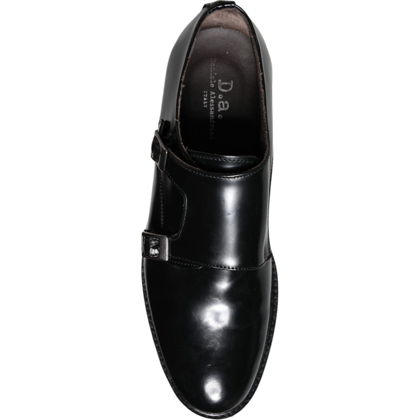 Daniele Alessandrini Black Leather Monk Strap Dress Formal Shoes Daniele Alessandrini