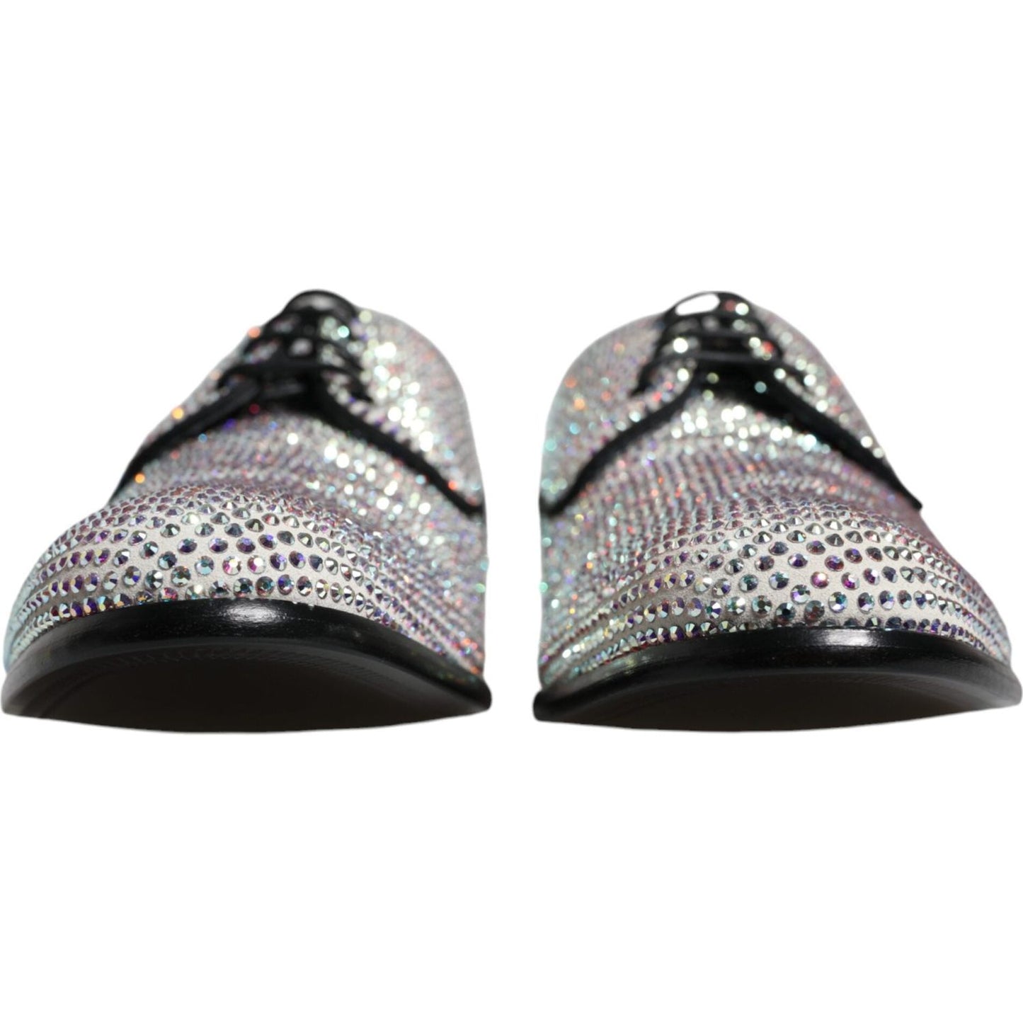 Dolce & Gabbana Silver Leather Rhinestones Derby Dress Shoes Dolce & Gabbana