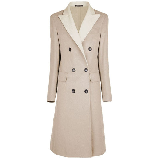 Made in Italy Beige Wool Vergine Jackets & Coat Made in Italy